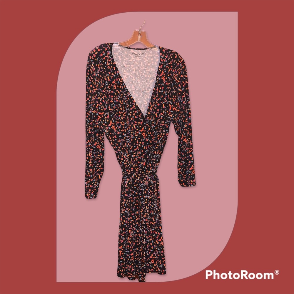 Ava & Viv 3/4 Sleeve Wrap Dress (size 3x/4x)